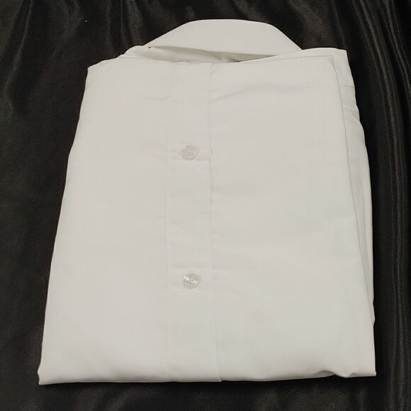 HENRY SEGAL WHITE REGULAR FIT MICROFIBER LAYDOWN COLLAR DRESS SHIRT. - Picture 2 of 4